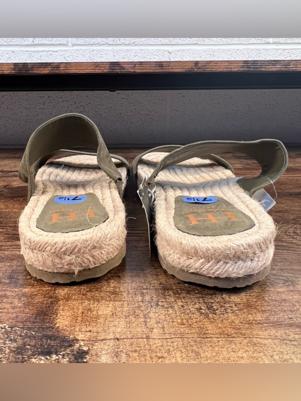 Haute Hippie Sandals Nori Espadrille Slide Green Faux Suede Double Strap NWT 7.5 - Picture 4 of 10